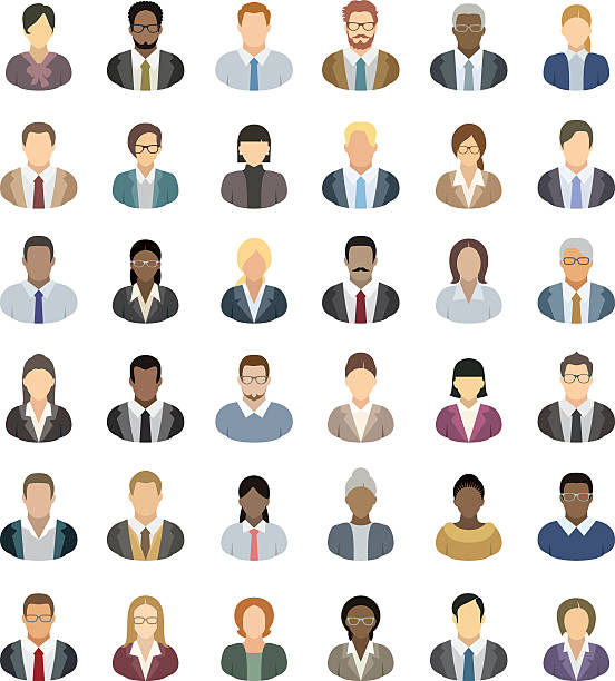 Business People Icons Set of thirty-six people icons. anonymous avatar stock illustrations