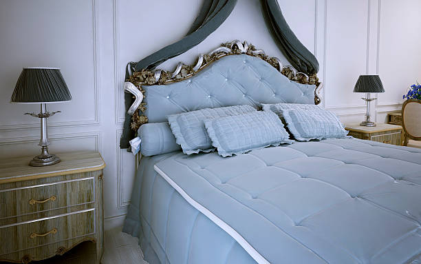 Avant garde bedroom trend Avant garde bedroom trend. 3D render silver platter stock pictures, royalty-free photos & images