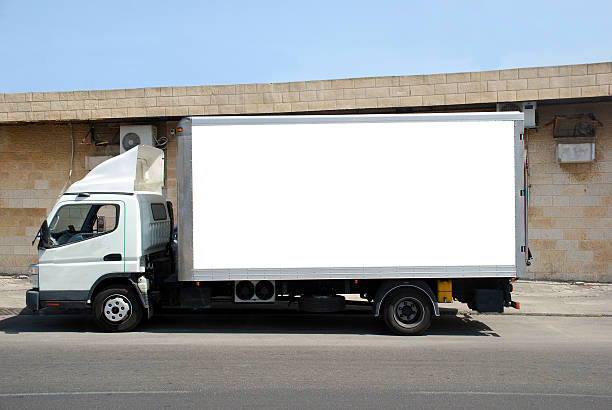 istock Blank white Sign on a white truck 504538376