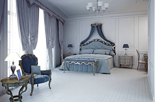 Royal hotel room in classic style Royal hotel room in classic style. 3D render neo classical stock pictures, royalty-free photos & images