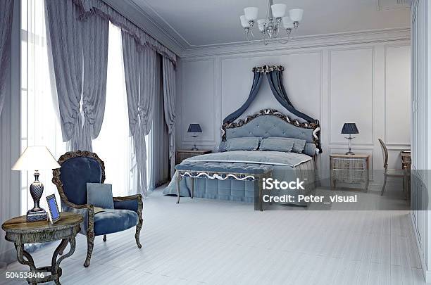 Royal Hotel Room In Classic Style Stock Photo - Download Image Now - Bedroom, Luxury, Curtain