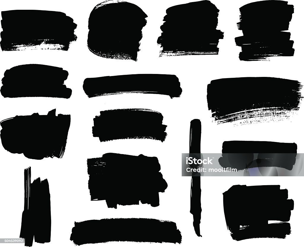 Black brush strokes set Set of grunge vector textured black ink brush strokes Paint stock vector