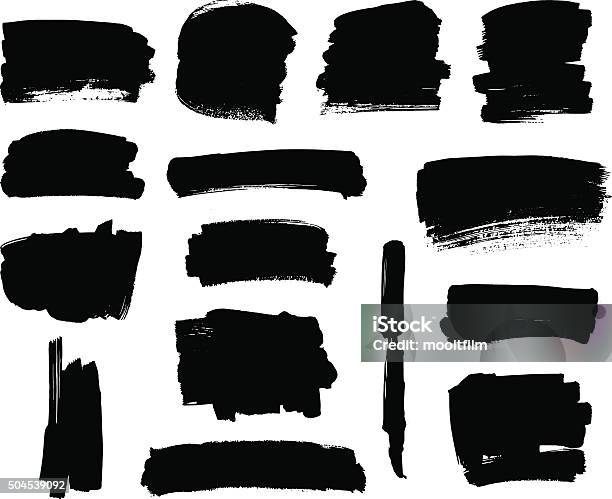 Black Brush Strokes Set Stock Illustration - Download Image Now - Paint, Single Line, Striped