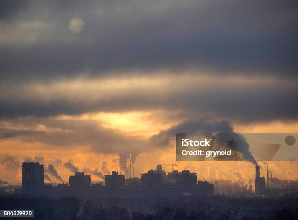 Smoke On City Stock Photo - Download Image Now - Pollution, Atmospheric Mood, Built Structure