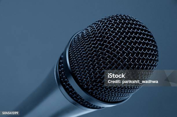 Microphone Stock Photo - Download Image Now - Audio Electronics, Audio Equipment, Blue Background