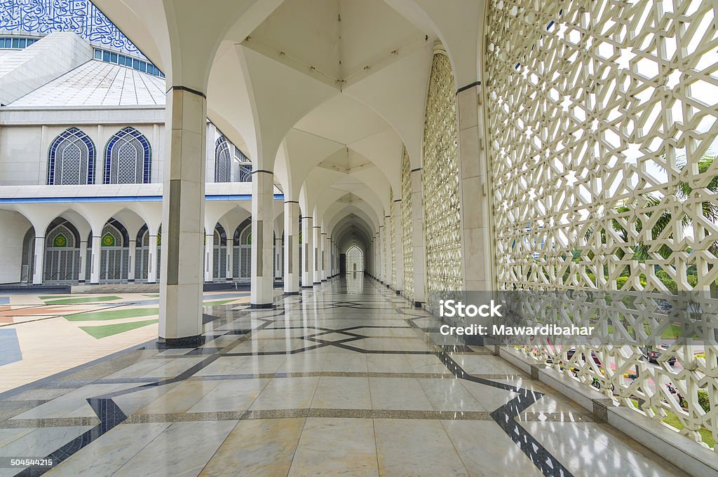 Corridor Floor marble reflection at mosque corridor Accessibility Stock Photo