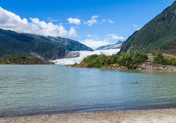 Photo of Mendenhall Glacier and Lake in Juneau, Alaska, USA