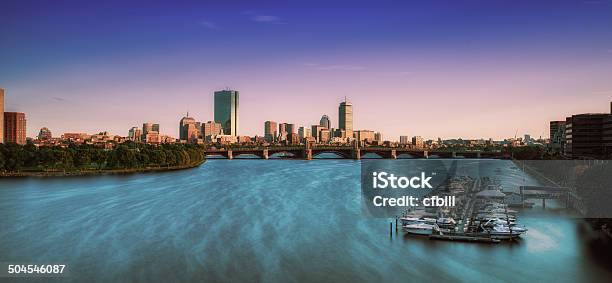 Boston Skyline At Dusk Stock Photo - Download Image Now - Boston - Massachusetts, Urban Skyline, Night