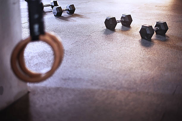 istock Rings dumbbells gym box 504546569