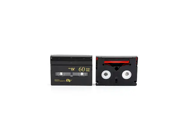 Photo of Mini DV Cassettes isolated on white background