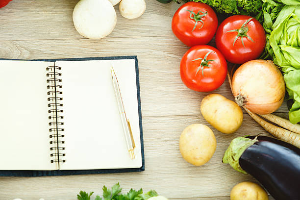 istock Cookbook and vegetables, directly above shot 504564373