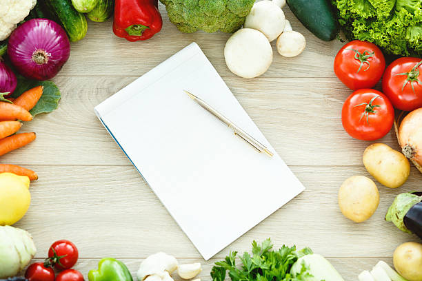 istock Cookbook and vegetables, directly above shot 504564379