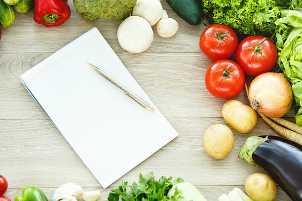 istock Cookbook and vegetables, directly above shot 504564389