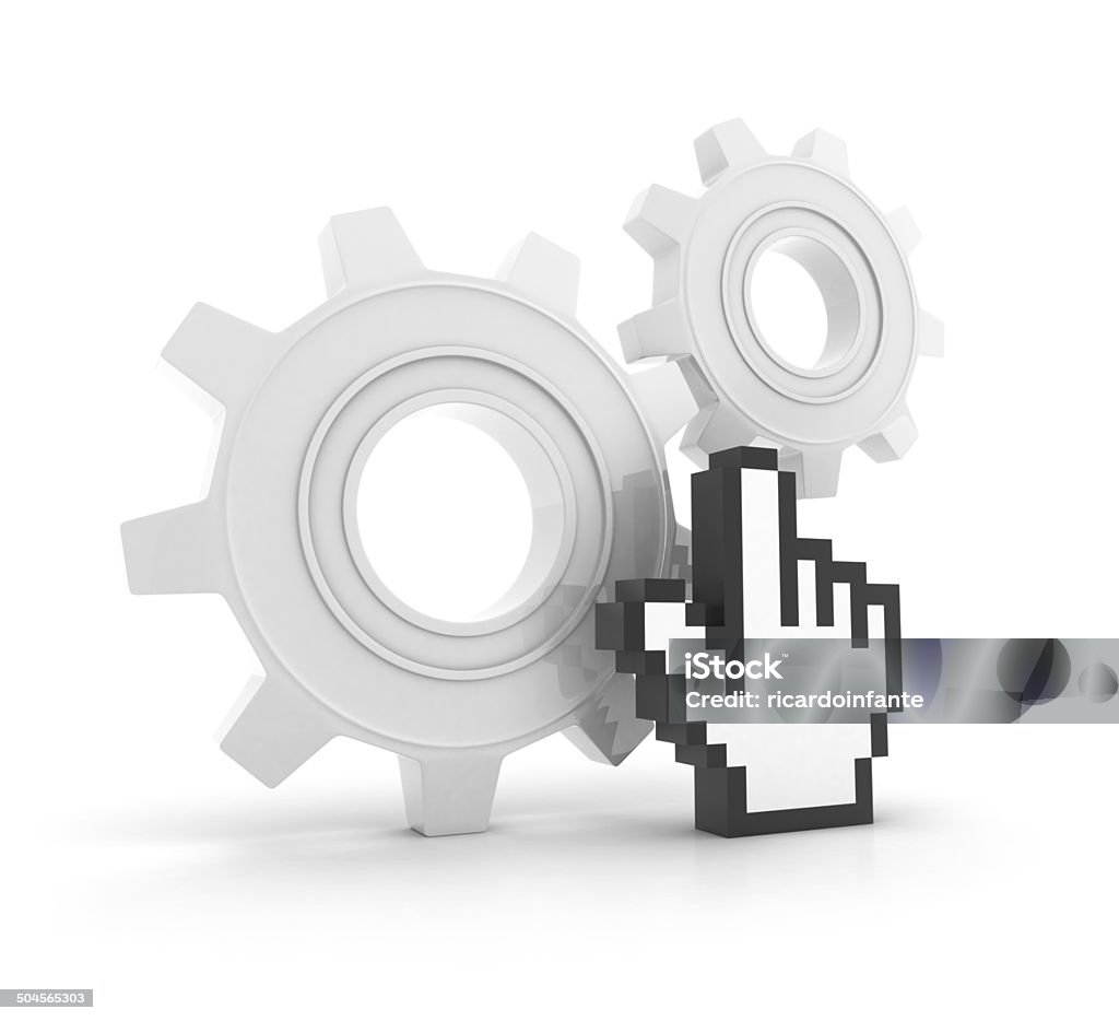 Gears with businessman 3D Rendering, Internet concept. Activity Stock Photo