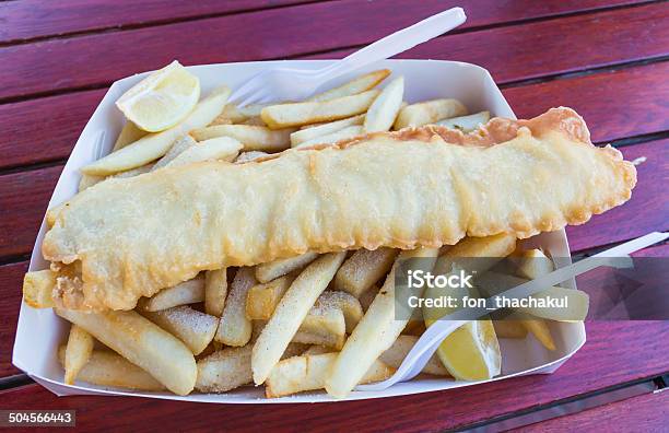 The Deep Fried Fish And Potato Chips Stock Photo - Download Image Now - American Culture, Appetizer, Box - Container