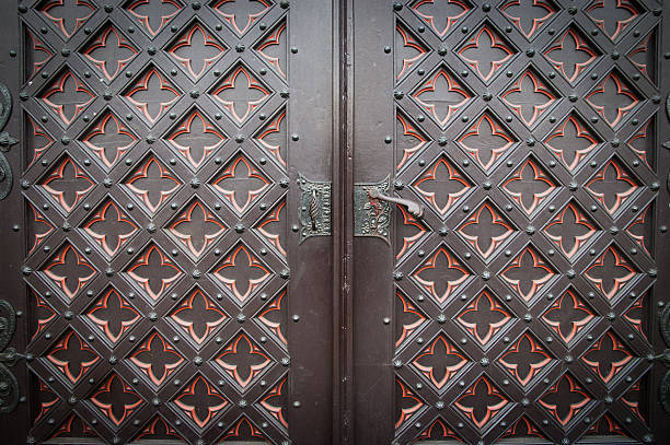 istock decorative old wooden church door 504567021