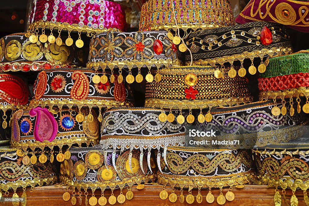 Azerbaijani caps Traditional Azerbaijani caps on a stall Azerbaijan Stock Photo