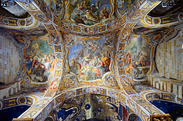 Martorana, Palermo The interior of the church of Santa Maria dell'Ammiraglio from 12 century, aka as the Martorana, Palermo, Sicily, southern Italy fresco stock pictures, royalty-free photos & images