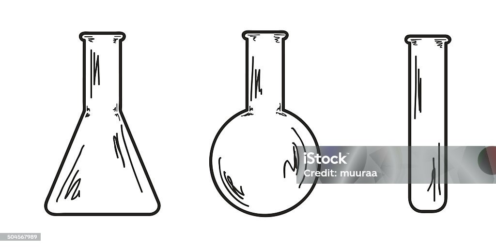 three empty flasks sketch of the three empty flasks, vector, isolated Holding stock vector