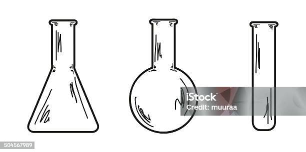 Three Empty Flasks Stock Illustration - Download Image Now - Holding, Laboratory, Solution
