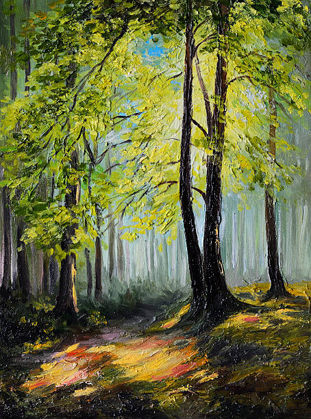 istock Oil painting landscape - colorful autumn forest 504568671
