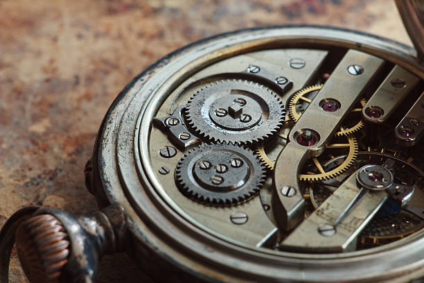 istock Close-up view of a silver pocket watch. 504573072