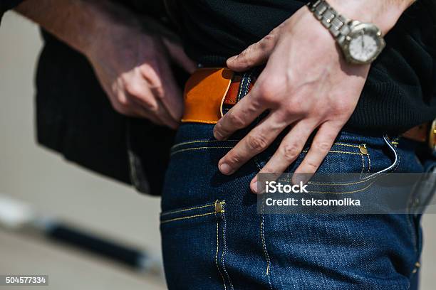 Man Dressed In Jeans A Closeup Shot Stock Photo - Download Image Now - Adult, Adults Only, Arts Culture and Entertainment
