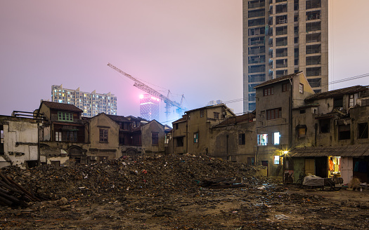 China Shanghai xiaonanmen Demolished, Destruction, Old houses