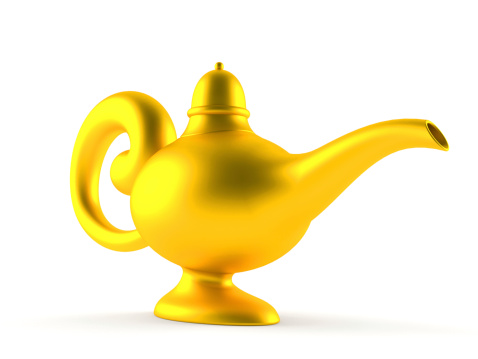 Aladdin lamp concept isolated on white background