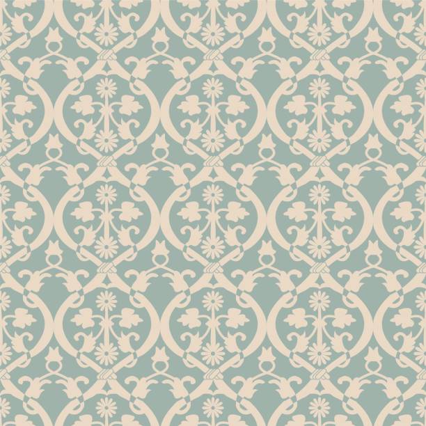 istock Elegant antique background image of round spiral flower leaf vine. 504580838