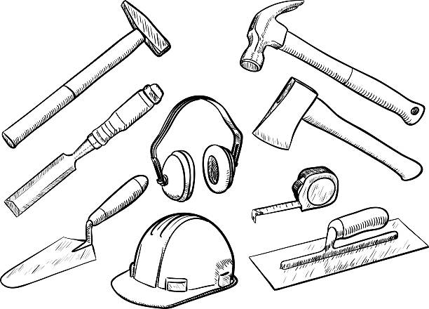 illustrazioni stock, clip art, cartoni animati e icone di tendenza di mano strumenti collezione - trowel