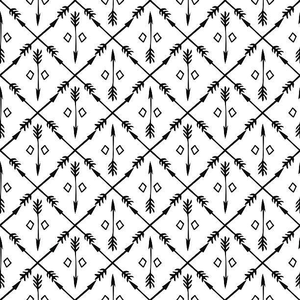 ethnic seamless pattern with arrows.  рисованные эскизы.  красивый фон. - part of aztec design element seamless stock illustrations