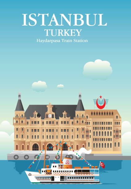 istanbul-poster - kadikoy district stock-grafiken, -clipart, -cartoons und -symbole