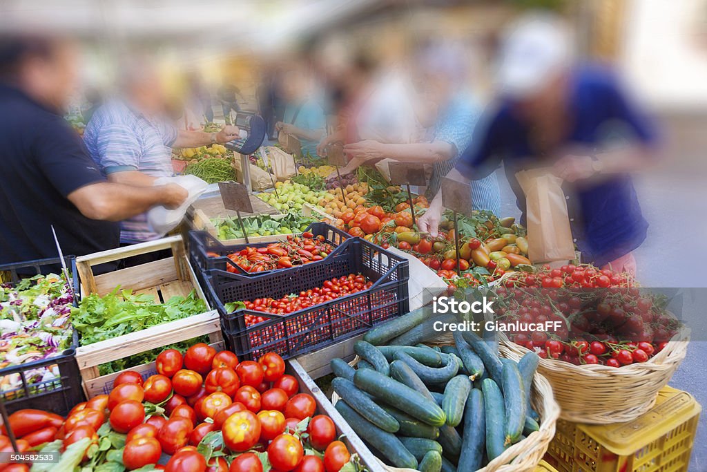Fresh  vegetables in famous outdoor market in Rome Agricultural Fair Stock Photo
