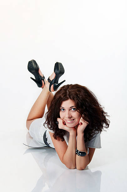 Girl wearing white dress stock photo