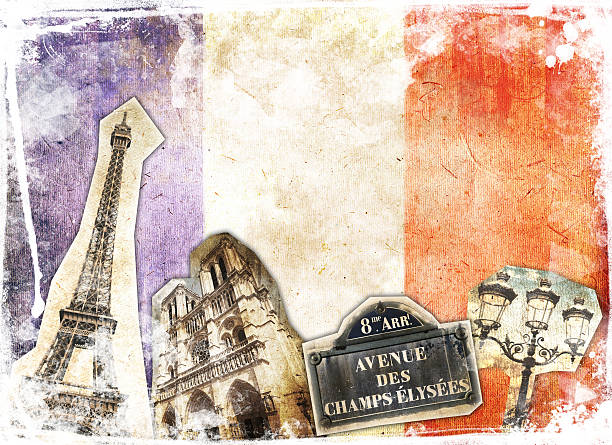 istock Vintage collage Paris and french flag 504584427