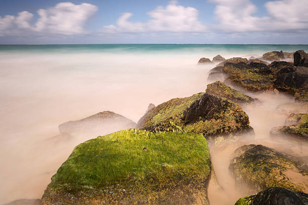 Seascape with long exposure stock photo