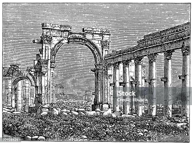 Старые Иллюстрация Разоряет Колоннада — стоковая векторная графика и другие изображения на тему Антиквариат - Антиквариат, Архитектура, Без людей