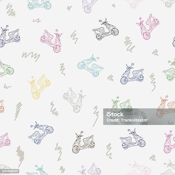 Seamless Texture With Scooters Stock Illustration - Download Image Now - Backgrounds, Bicycle, Blue