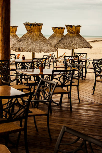 Restaurant in Puerto Peñasco Beach, Mexico. stock photo
