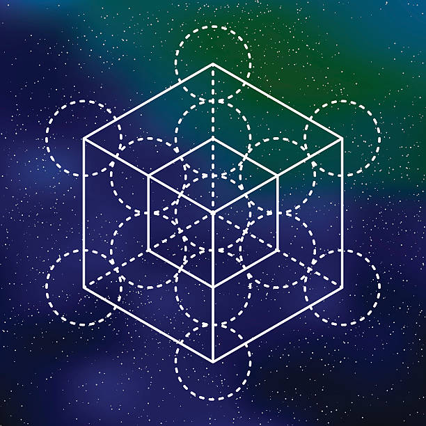 Sacred Geometry Metatron's Cube Icon on a Galactic Background A sacred geometric icon on a background of stars and space. Sacred geometry is the belief that certain shapes prove that God created the universe according to a geometric plan. Download includes an RGB AI10 vector EPS file as well as a high resolution JPEG (3,000 pixels in size). galaxy diagram stock illustrations