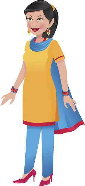 Vector illustration of Indian woman in salwar kameez