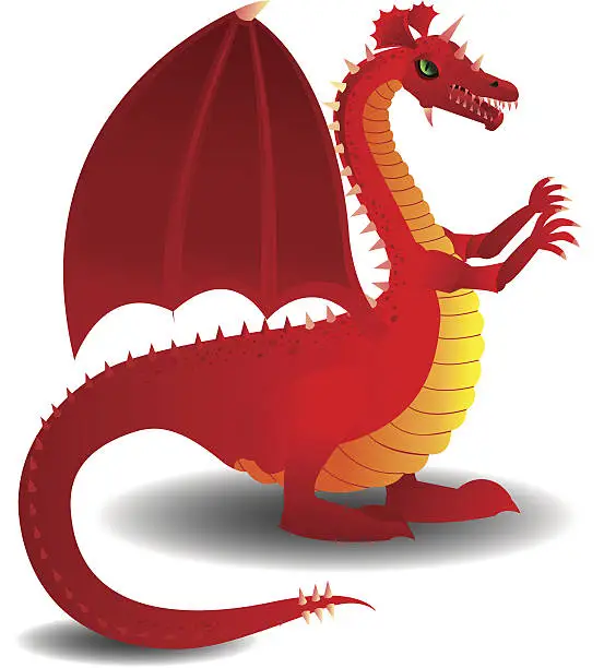 Vector illustration of Red charging dragon