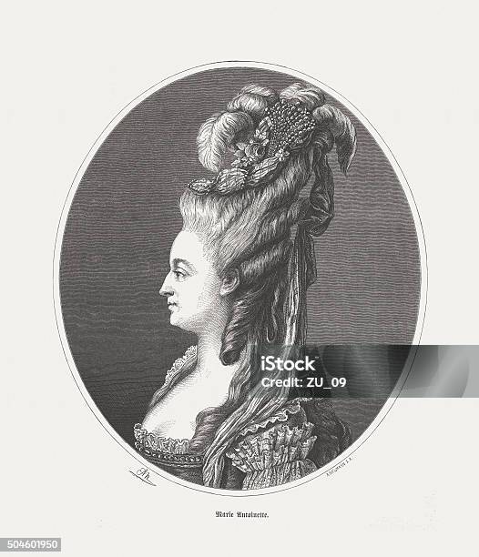 Marie Antoinette Wood Engraving Published In 1873 Stock Illustration - Download Image Now