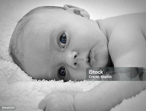 Little Baby Girl With Blue Eyes Stock Photo - Download Image Now - 0-1 Months, Baby - Human Age, Baby Girls