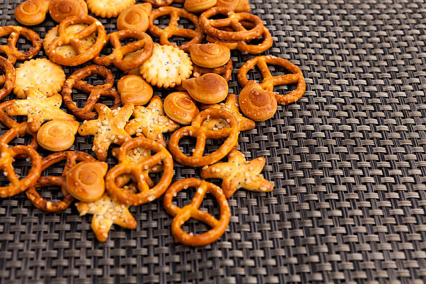 istock Pretzels and other snacks on table 504603487
