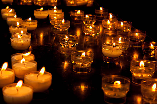 votive candles in a church