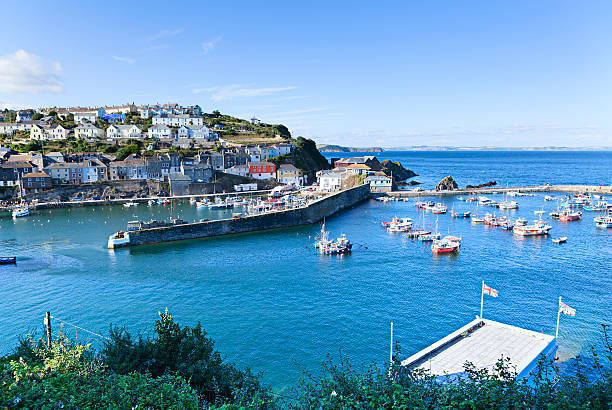 Sea harbor with boats in Mevagissey stock photo