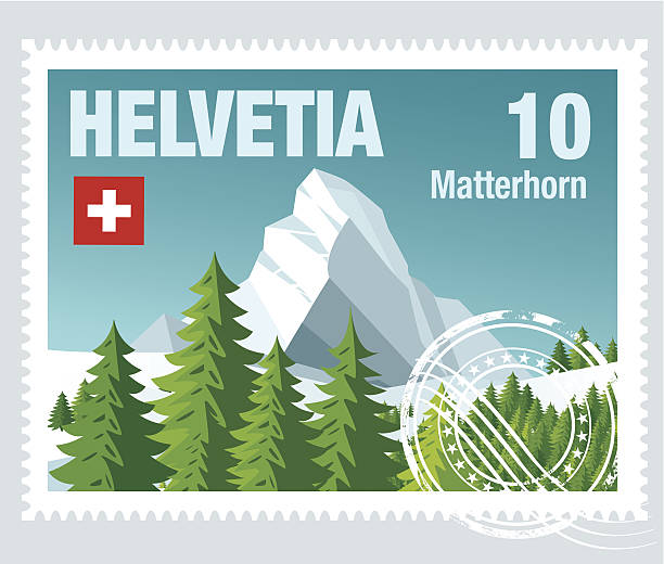 ilustraciones, imágenes clip art, dibujos animados e iconos de stock de swıss envío - postage stamp switzerland swiss culture swiss currency