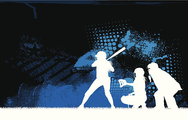 ilustraciones, imágenes clip art, dibujos animados e iconos de stock de niñas softball masa empanada all-star de fondo - baseball background